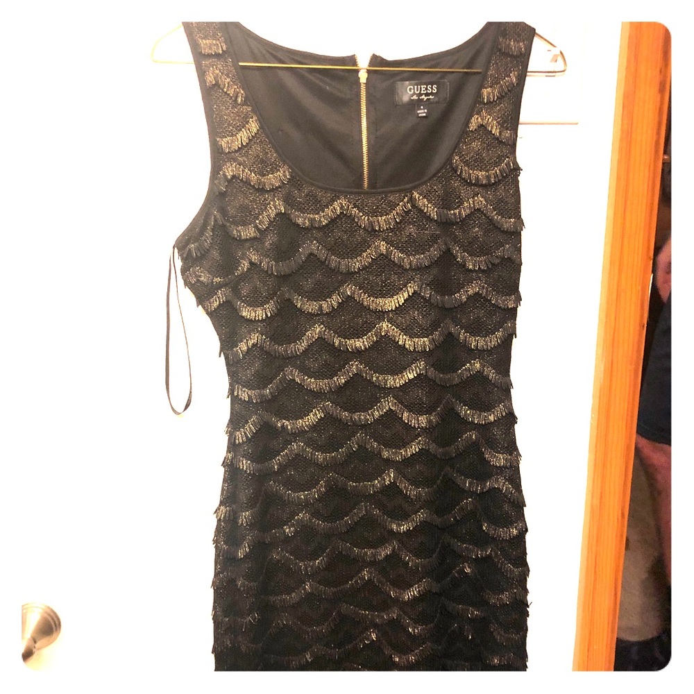 GUESS scalloped black, flapper-style dress